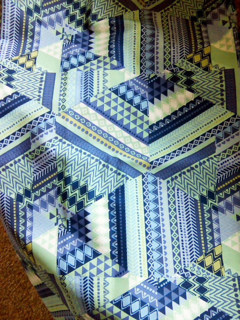Cotton fabric 1 yard quilting material blue green colors