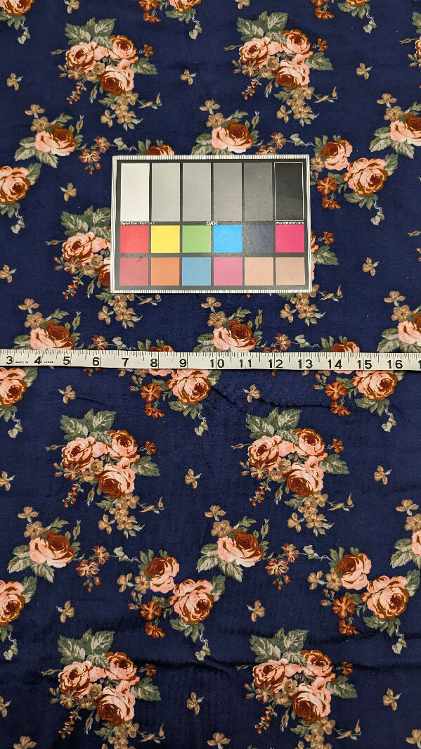 Cadet Blue Floral Print Cotton Spandex Knit Fabric 54"W x 39"L