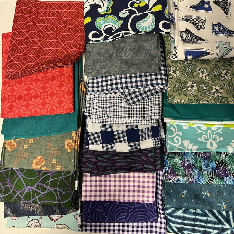 32 Quilters Pieces in Mostly Blues and Greens