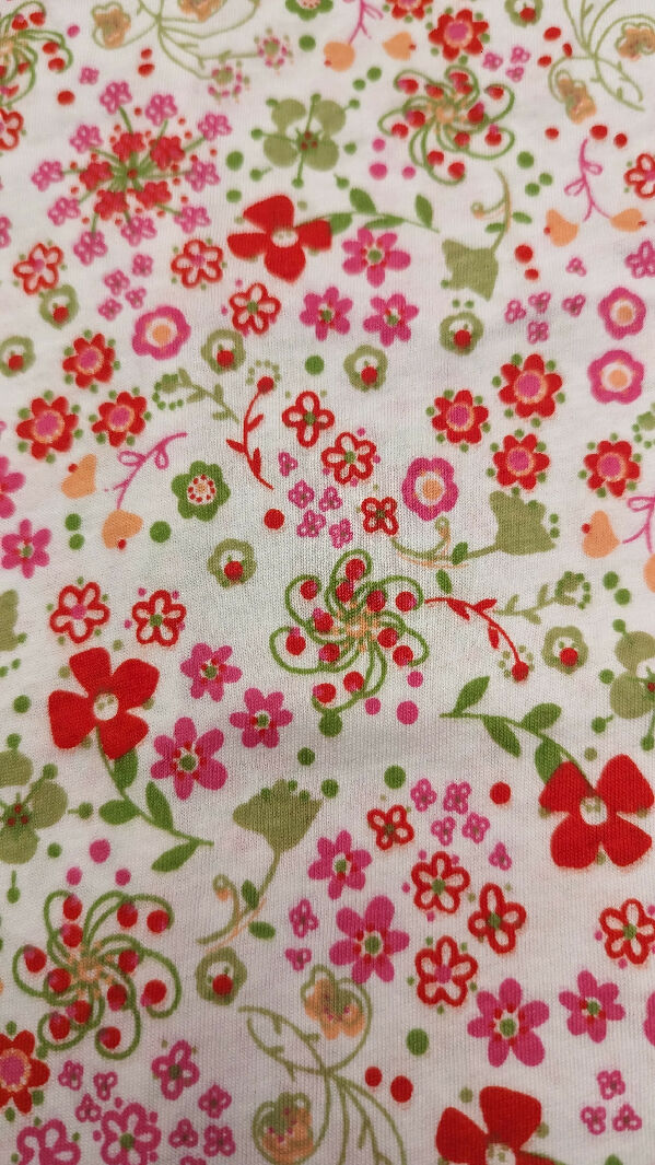 White Multicolor Ditsy Floral Print Cotton Jersey Knit Fabric 58"W x 37"L