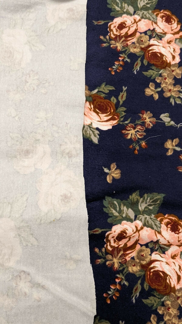 Cadet Blue Floral Print Cotton Spandex Knit Fabric 54"W x 39"L