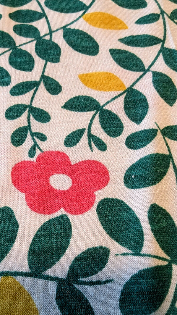 White/Green/Mustard/ Pink Mod Floral Print Knit Fabric 64"W - 1 yd+