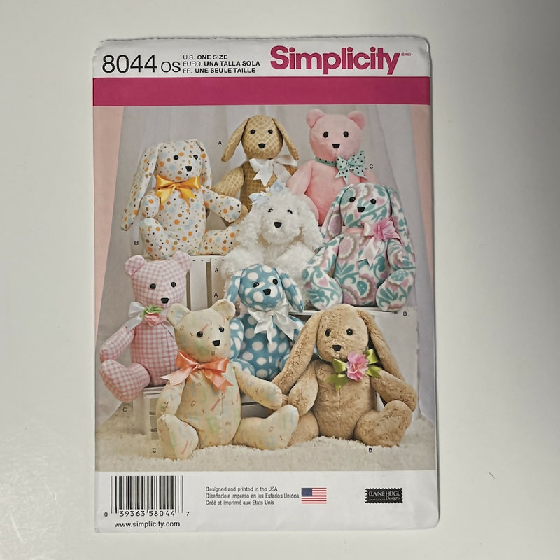 Simplicity 8044os Stuffed Animal Pattern