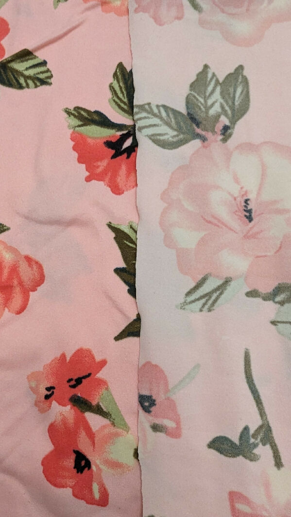 Bubblegum Pink Floral Print Double Brushed Polyester Knit Fabric 62"W - 2 yds