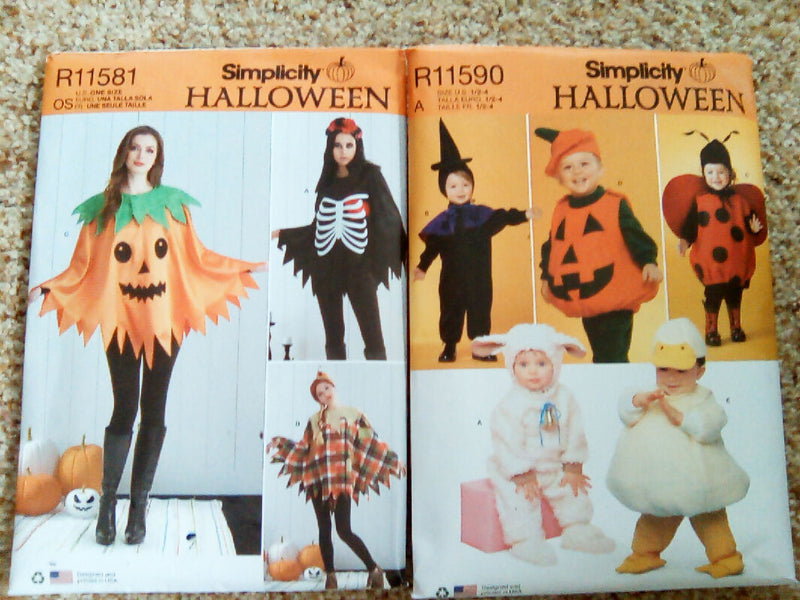 Sewing patterns lot, Simplicty, McCalls, nine patterns, Halloween, costumes