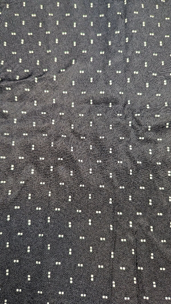 Vintage Black/White Double Dots Print Rayon Crepe Woven Fabric 60"W - 2 yds