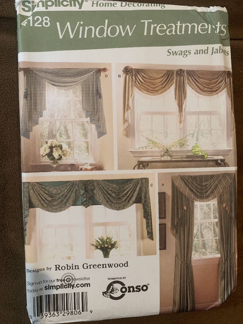 Simplicity 4128 Swags Jabots curtain home decorating pattern NEW uncut