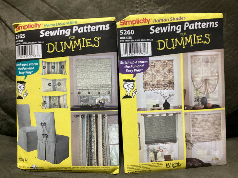 Simplicity Sewing Patterns for Dummies 2765 and 5260