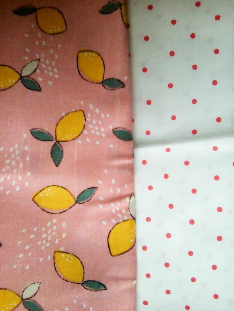 Cotton material, green, peach, pink, mix designs, 9in x 43in all 8 pieces, fabric