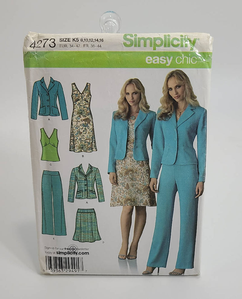 Simplicity Pattern 4273 Misses Jacket, Pants, Skirts, Dress, Top Size 8, 10, 12, 14, 16