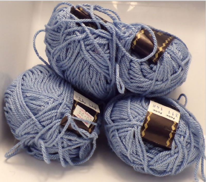 Firenze Wool-Viscose Yarn Blue; Lot of 4 Skeins