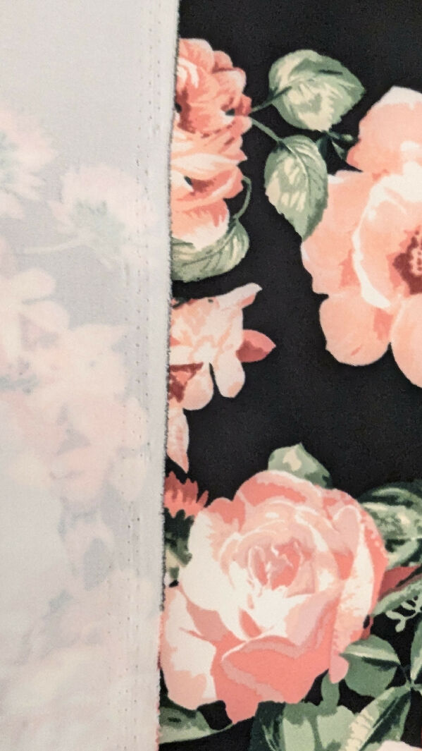 Black & Pink Floral Print Scuba Knit Fabric 60"W - 2 yds