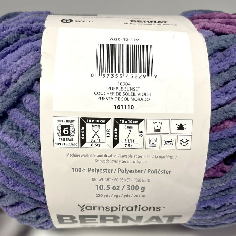 Bernat Blanket Purple Sunset Super Bulky Polyester Yarn - 2 Skeins