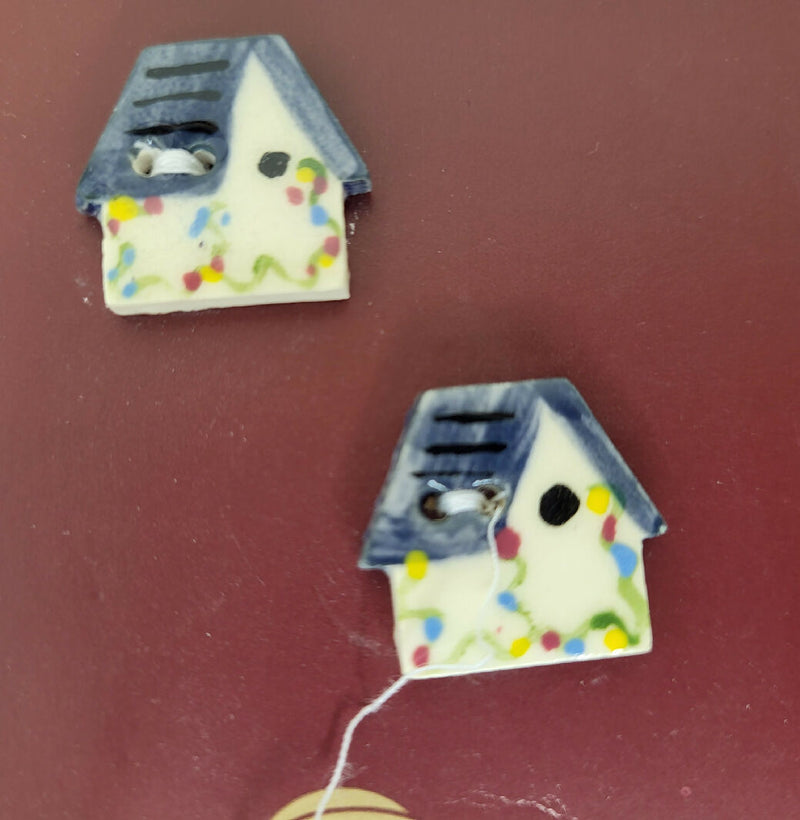 Mill Hill ceramic house button set of 3