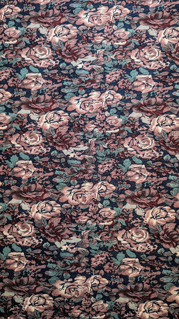 Dark Multicolor Floral Print Double Brushed Polyester Knit Fabric 72"W x 35"L