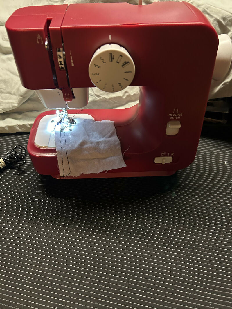 Lightweight Red Sewing machine with case