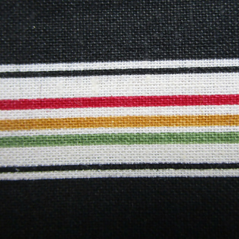 Cotton Fabric, Black with Multicolor Stripes, 2 Pieces