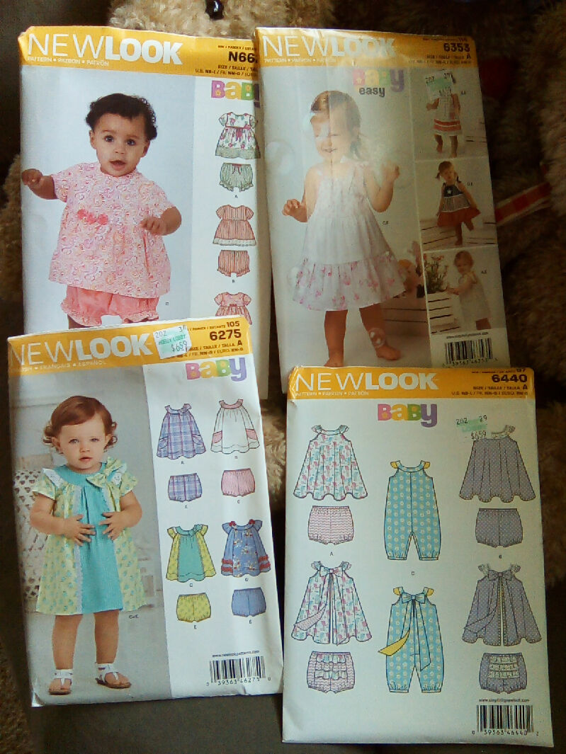 Baby Newlook sewing pattern NB-L Four pattern lot dress panties jumper