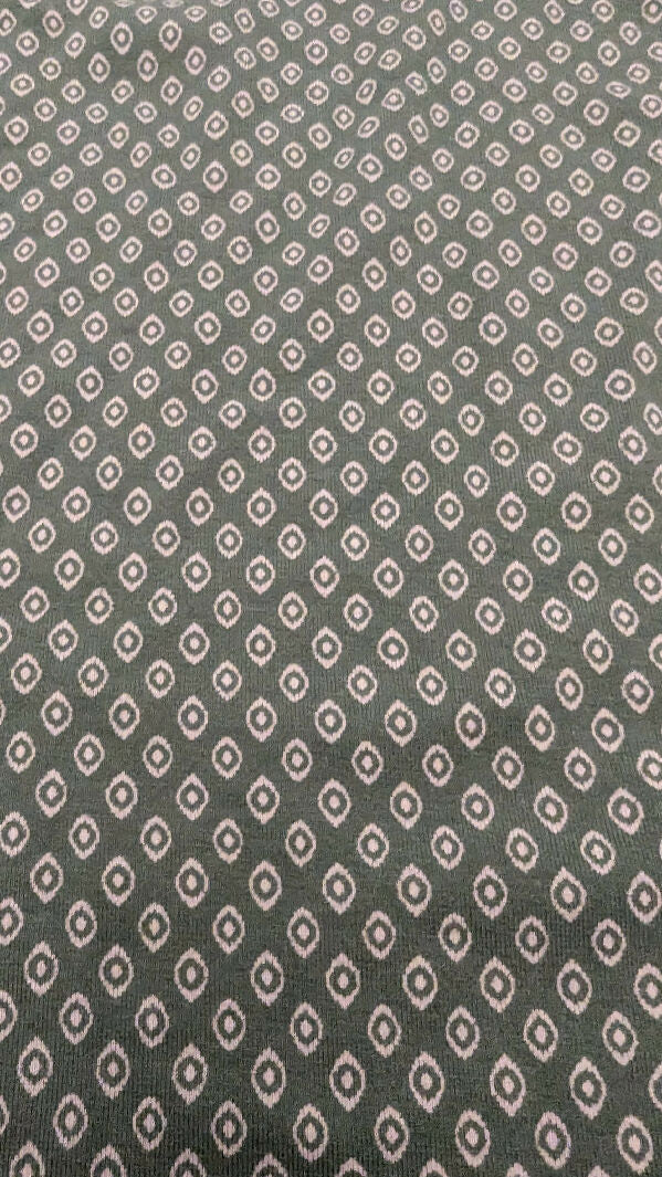 Sage Green/White "Evil Eye" Petite Print Cotton Spandex Knit Fabric 54"W - 1 1/2 yd