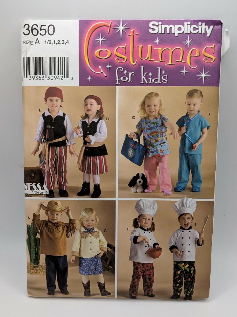 Simplicity 3650 Costumes for Kids Toddler&