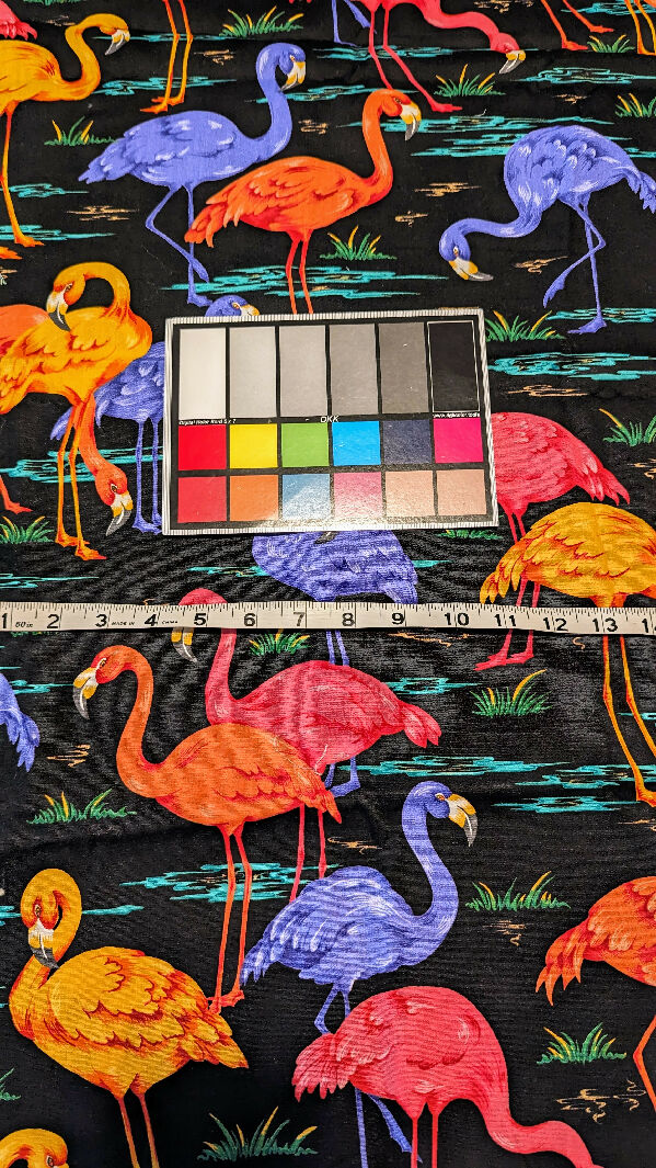 Flamingos in Black Lagoon Novelty Print Quilting Cotton Woven Fabric 45"W x 33"L