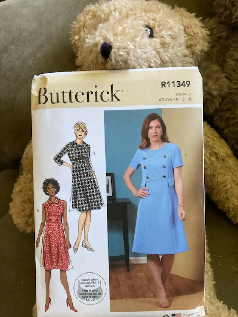 Butterick sewing pattern lot, Three uncut butterick patterns, dress, jumpsuit, 6-14size