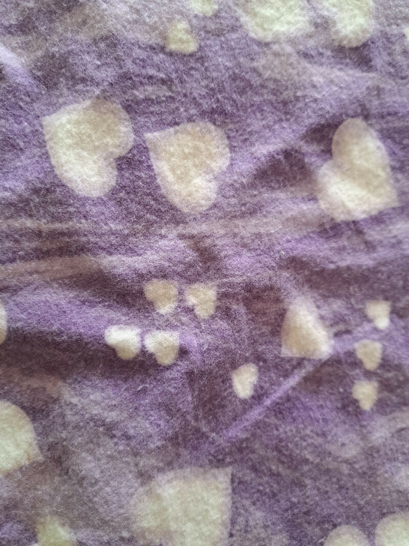 Purple with White Hearts Flannel