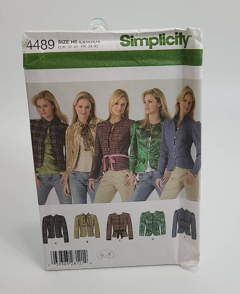 Simplicity Pattern 4489 Misses Jackets Size 6, 8, 10, 12,14