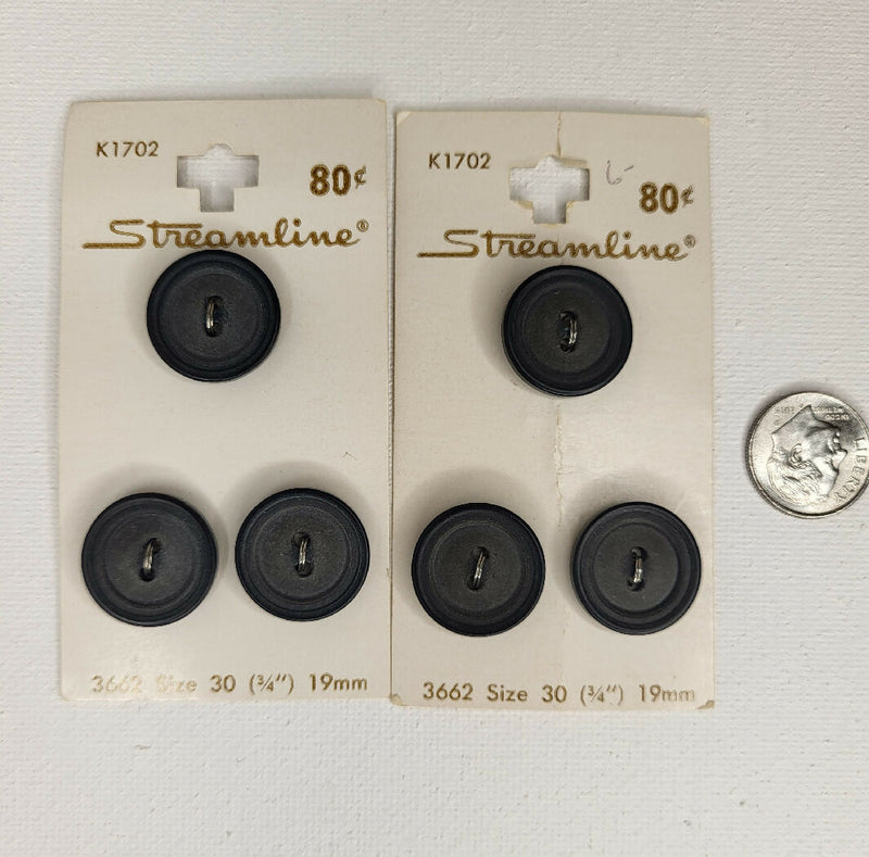 Vintage black buttons, set of 6