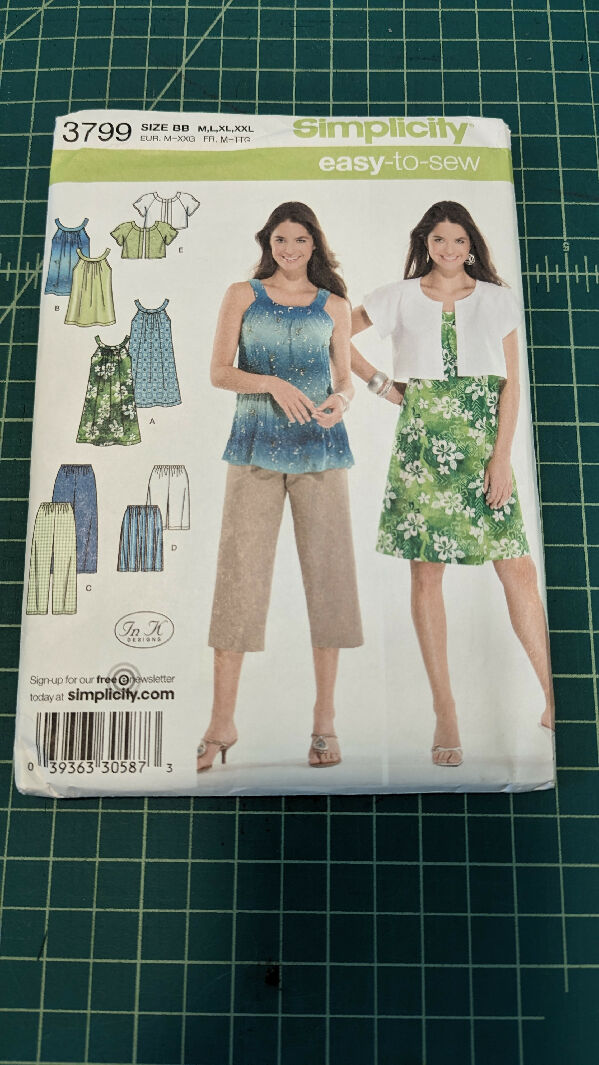 Simplicity 3799 Easy-To-Sew Dress, Tunic, Pants/Shorts, Jacket Sewing Pattern Sizes M-XXL