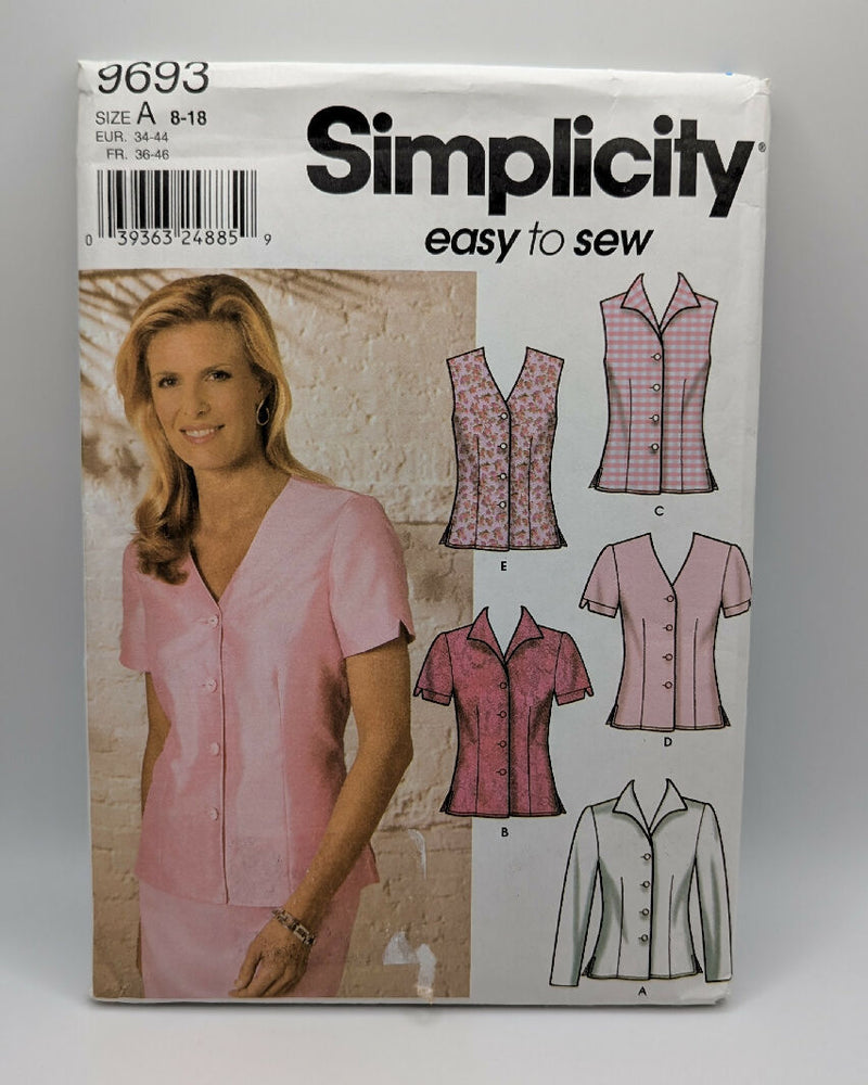 9693 Pattern Number Simplicity 9693 Easy-to-Sew Misses' Blouse Pattern Sizes 8-18 β Destashify