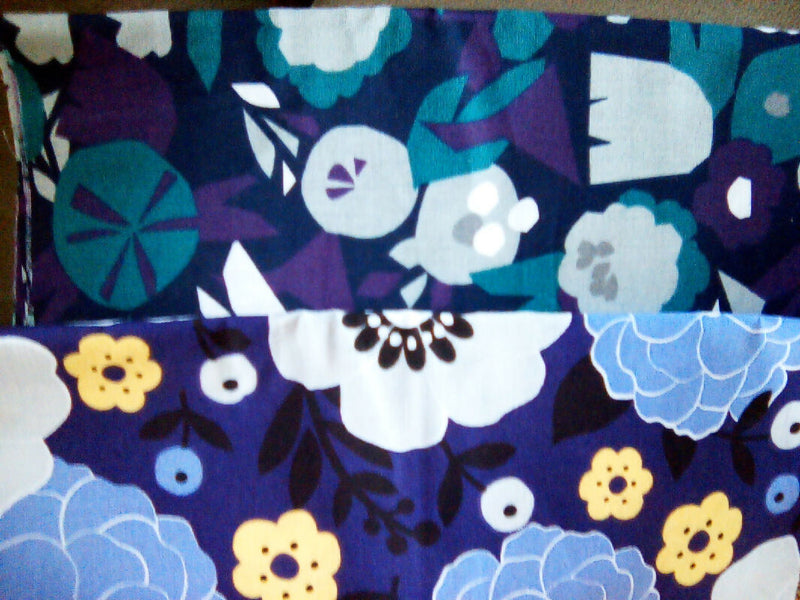 Cotton material, purple, pink, blue, mix designs, 9in x 43in all 8 pieces, fabric