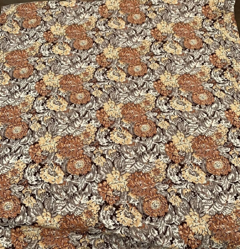 Vintage 1990s Rayon Blend Gaynor Stafford Fabric Neutral Florals 5 yards
