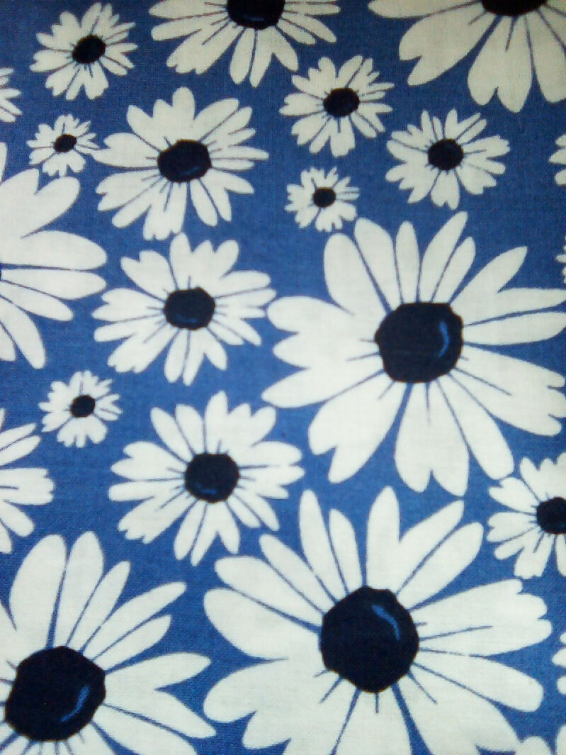 Cotton material, flower designs, blue, yellow, green, orange colors, 9" x 43"