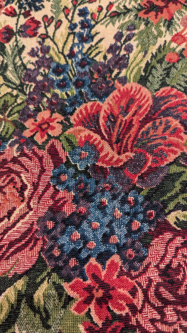 VTG Multicolor Floral Tapestry Print Canvas Woven Fabric 42"W - 2 1/2 yds