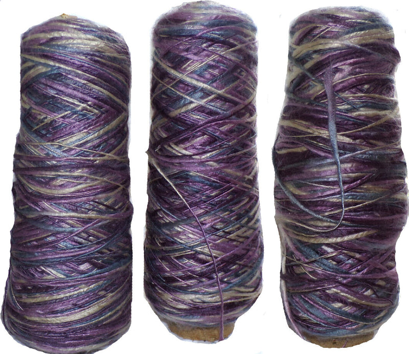 Plum Purple Variegated Slub Cone Yarn, Astro Dye Works, Astro Twist; 3 Cones Lot