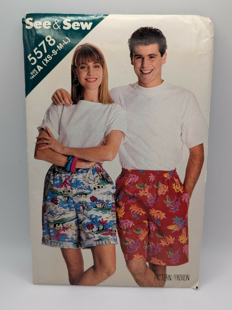 VTG See & Sew 5578 Unisex Shorts Pattern Sizes XS-L