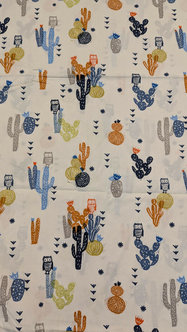 Cotton + Steel "Sienna" Owls & Cacti Cotton Lawn Woven Fabric 44"W - 4 yds