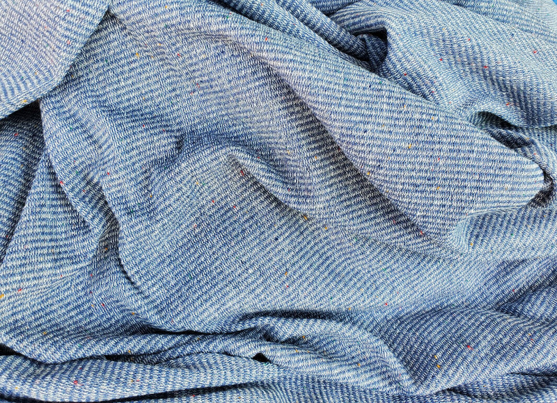 Blue Cotton/Polyester Micro Terry Knit Fabric