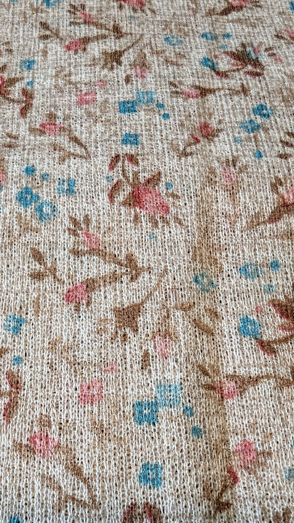 Vintage Tan Multicolor Floral 2-Way Stretch Knit Fabric 60"W - 1 1/4 yd