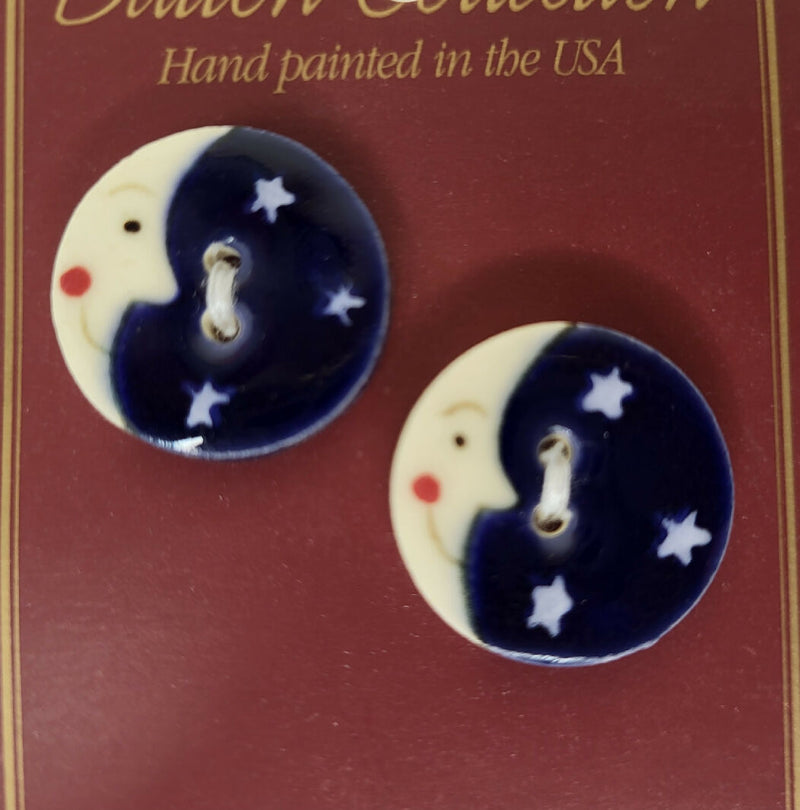 Mill Hill ceramic moon buttons set of 4