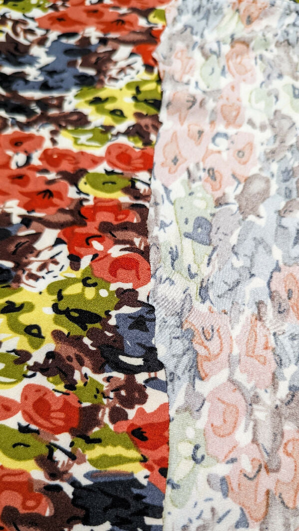 Multicolor Impressionist Floral Print Double Brushed Polyester Knit Fabric 66"W - 1 yd