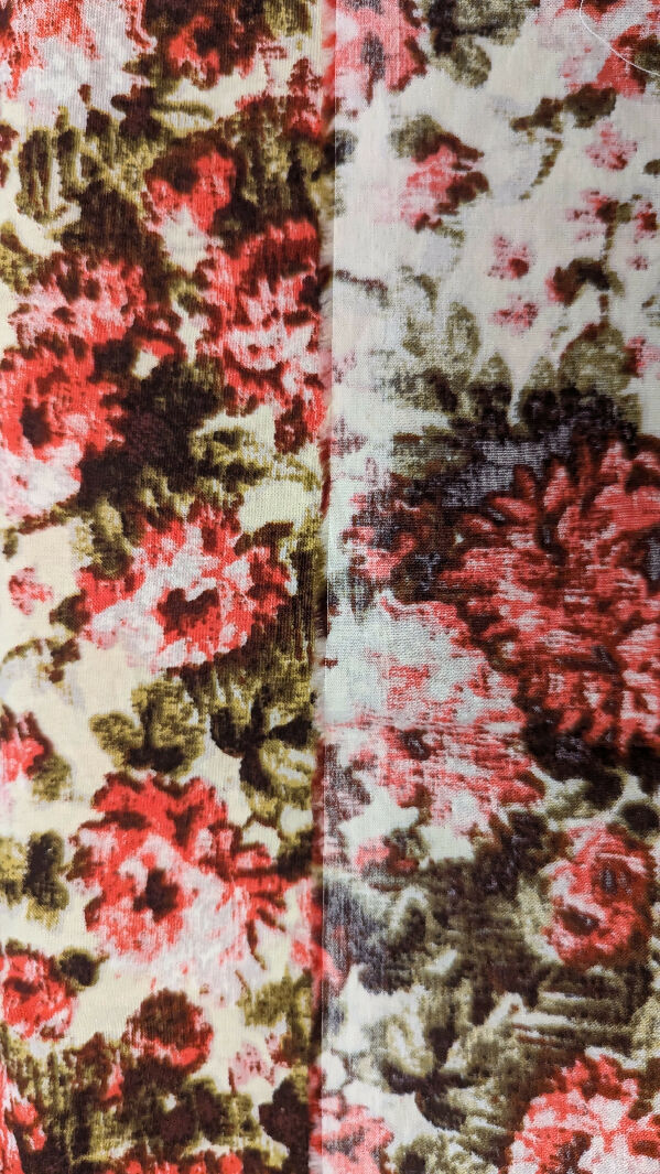 Coral/Dark Green/Ivory Tapestry Floral Print Stretch Cotton Shirting REMNANT 54"W - 2 yds
