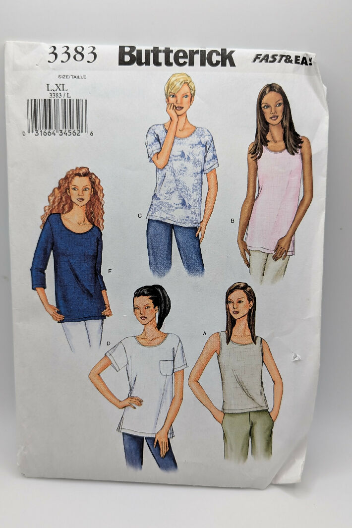 Butterick 3383 Fast and Easy Misses Pullover Top Pattern Size L-XL