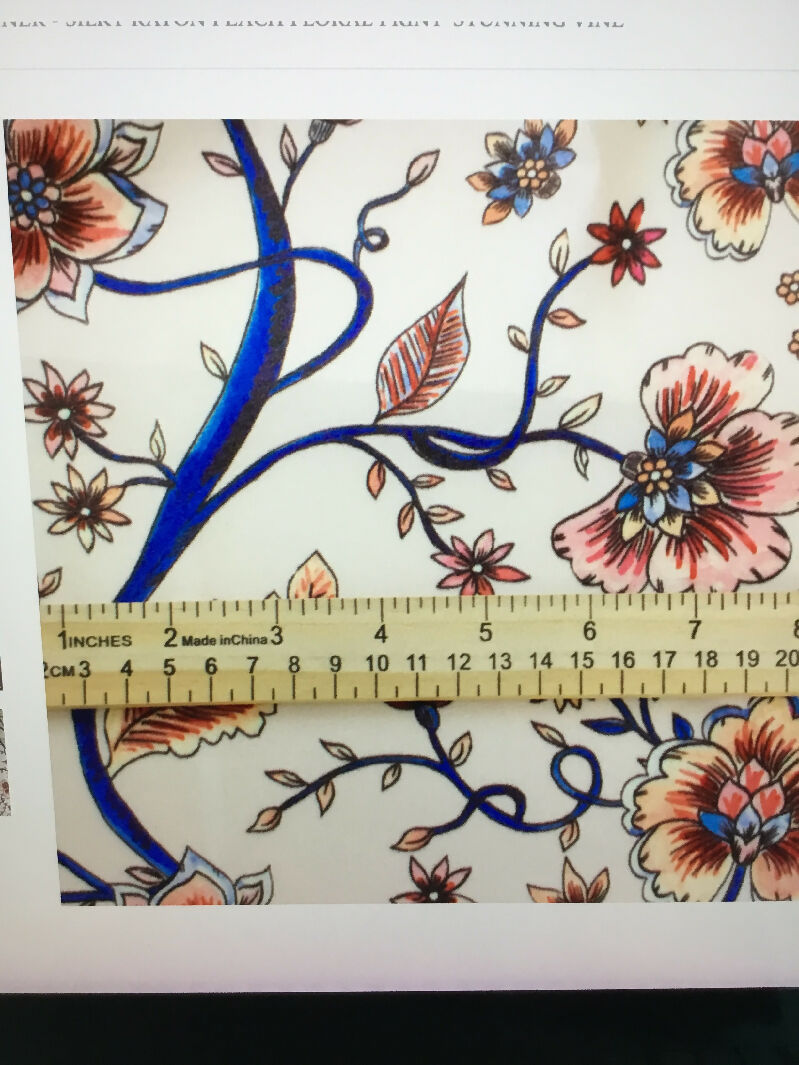 Gorgeous! 3 yds rayon floral & vine print