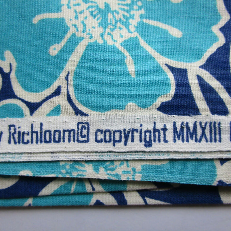 Richloom Cotton Fabric, Navy + Turquoise Floral, 43" x 1 Yard