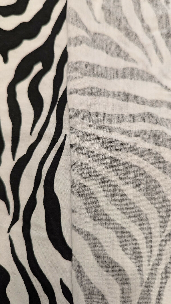 White/Black Zebra Print Cotton Jersey Knit Fabric 58"W - 1 yd+