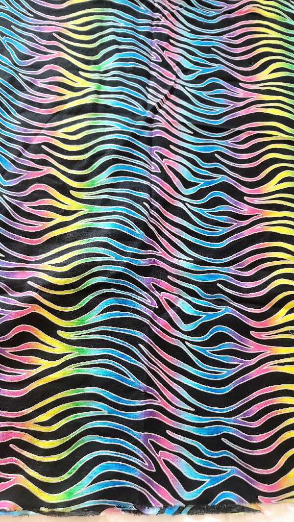 Rainbow Sparkle Zebra Print Cotton 1 Yard