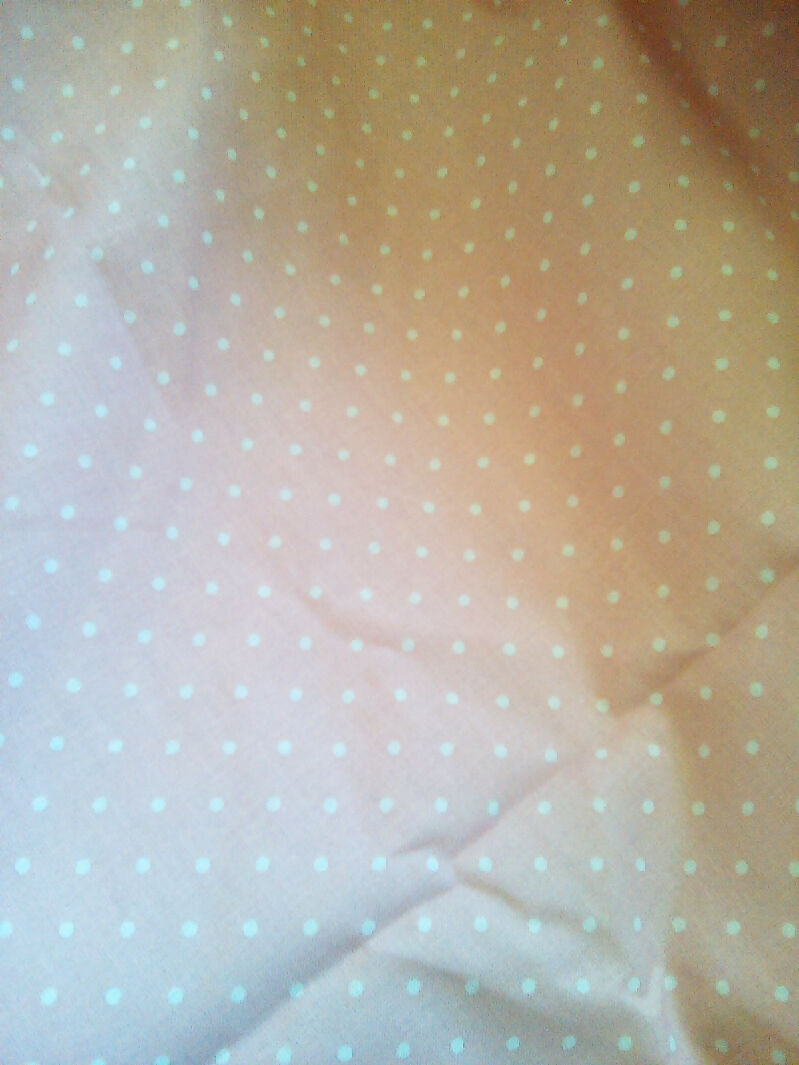 Cotton material, dot design, pink and white colors, 32" x 45"