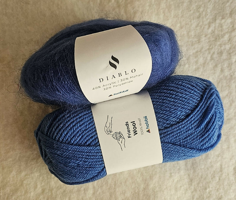 Wool and Mohair Yarn Set -- Royal Blue